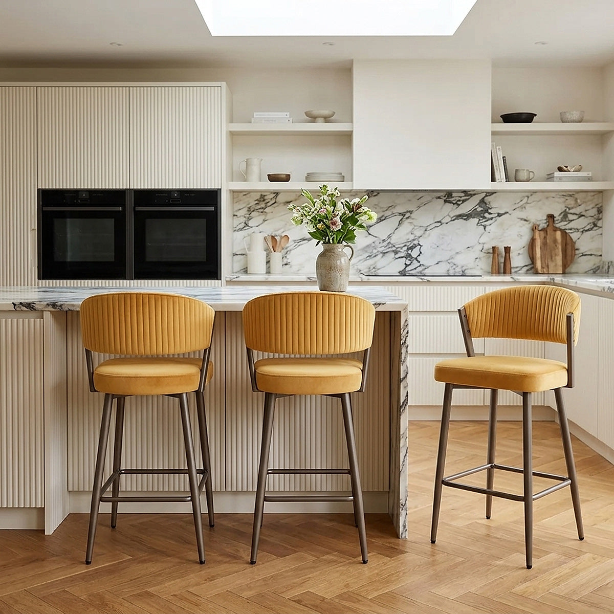 Tabouret velours - Lusso Jaune 