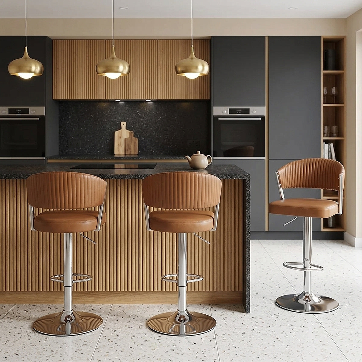 Tabouret Cuir Véritable  - Lusso Marron 