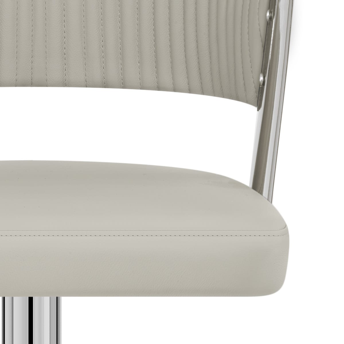 Lusso Chrome Stool Grey Real Leather