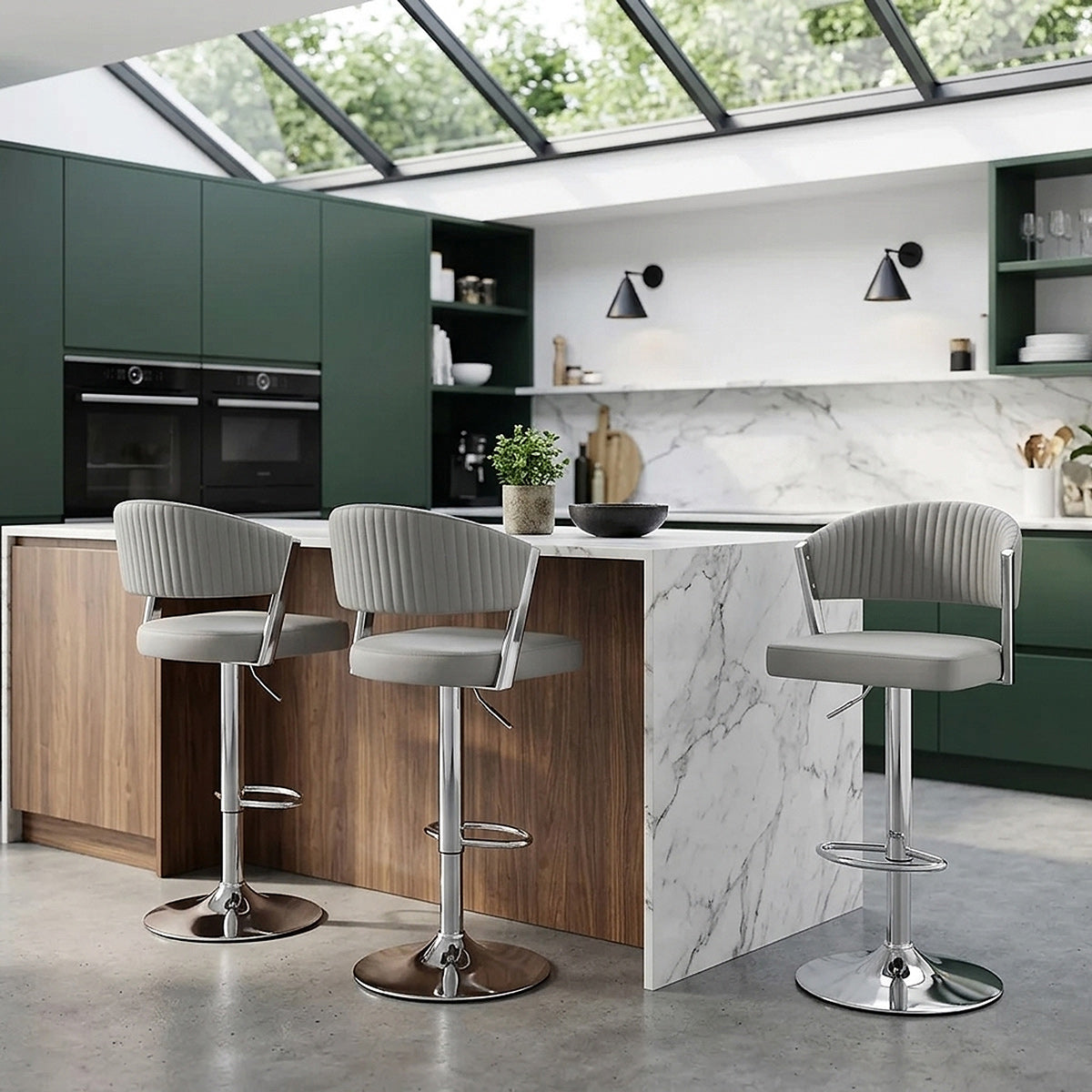 Tabouret Cuir Véritable  - Lusso Gris 