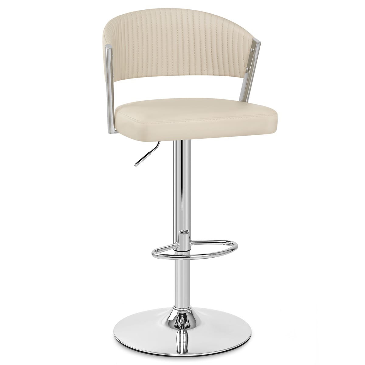 Lusso Chrome Stool Cream Real Leather