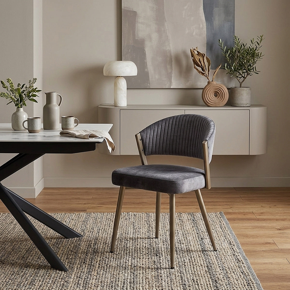 Chaise Velours - Lusso Gris Foncé 