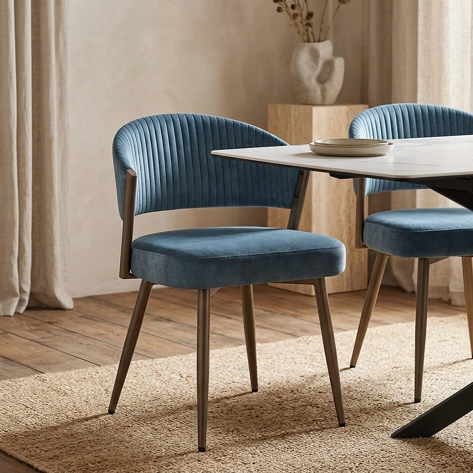 Chaise Velours - Lusso Bleu 