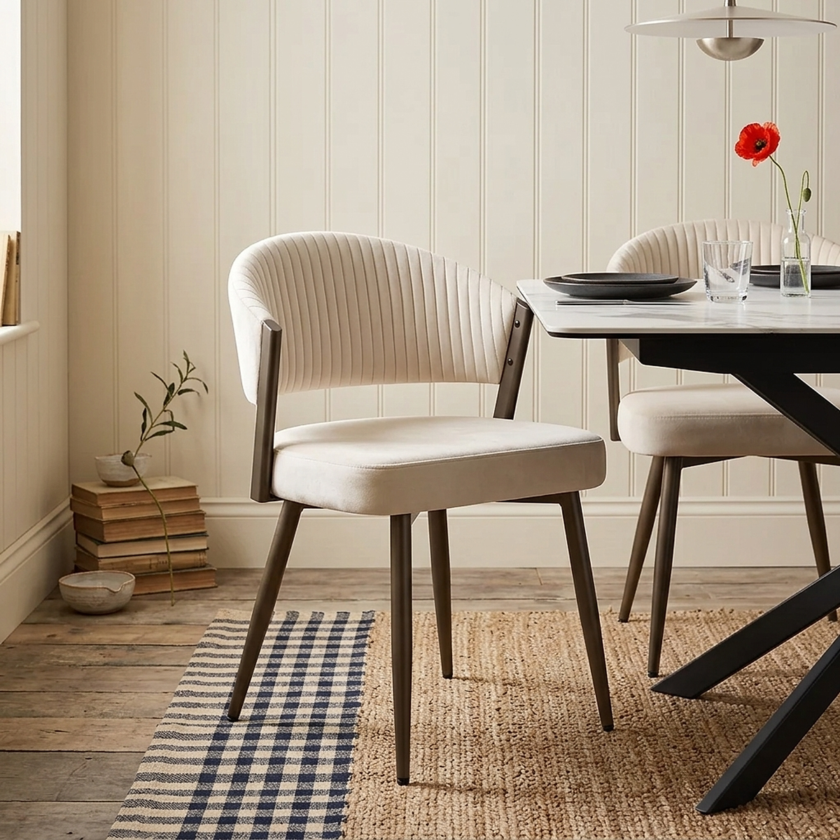 Chaise Velours - Lusso Crème 