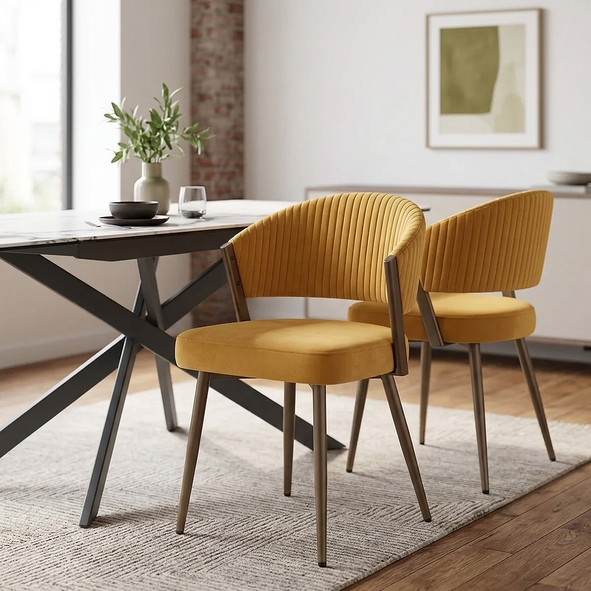 Chaise Velours - Lusso Jaune 