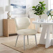 Chaise Cuir eco Chrome Brosse - Maddie Crème