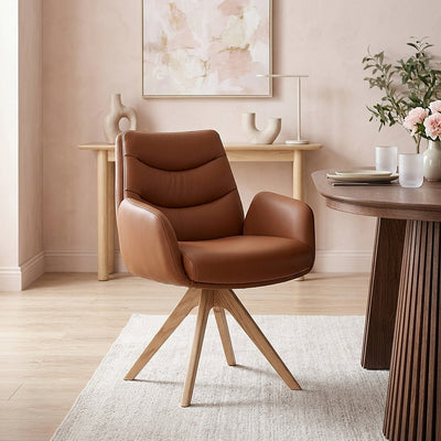 Fauteuil Bois Cuir Véritable - Madrid Marron