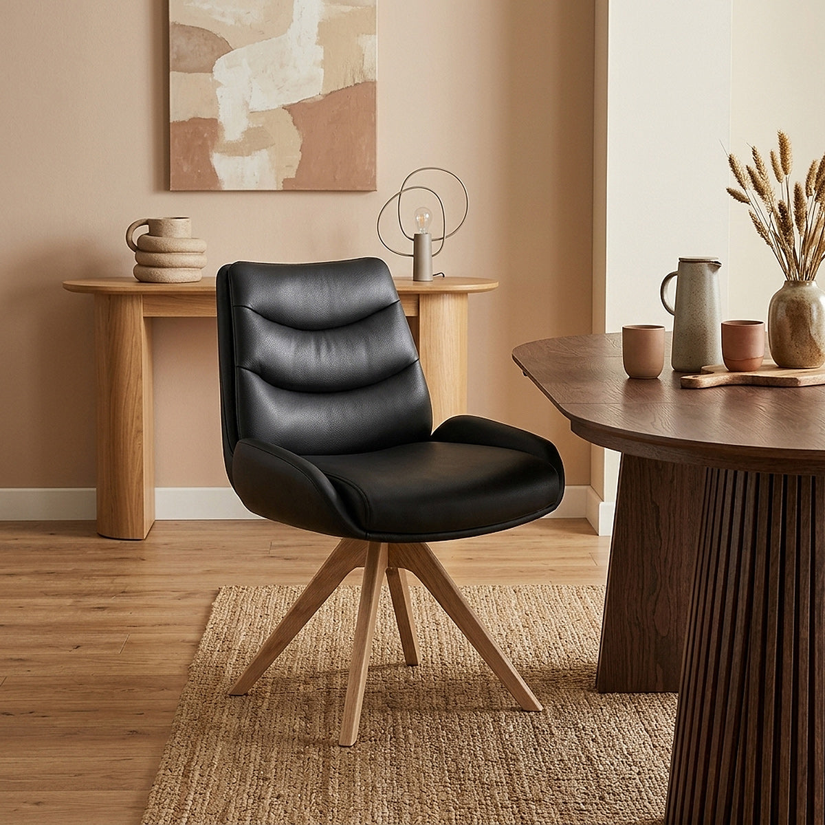 Madrid Real Leather Dining Chair Black