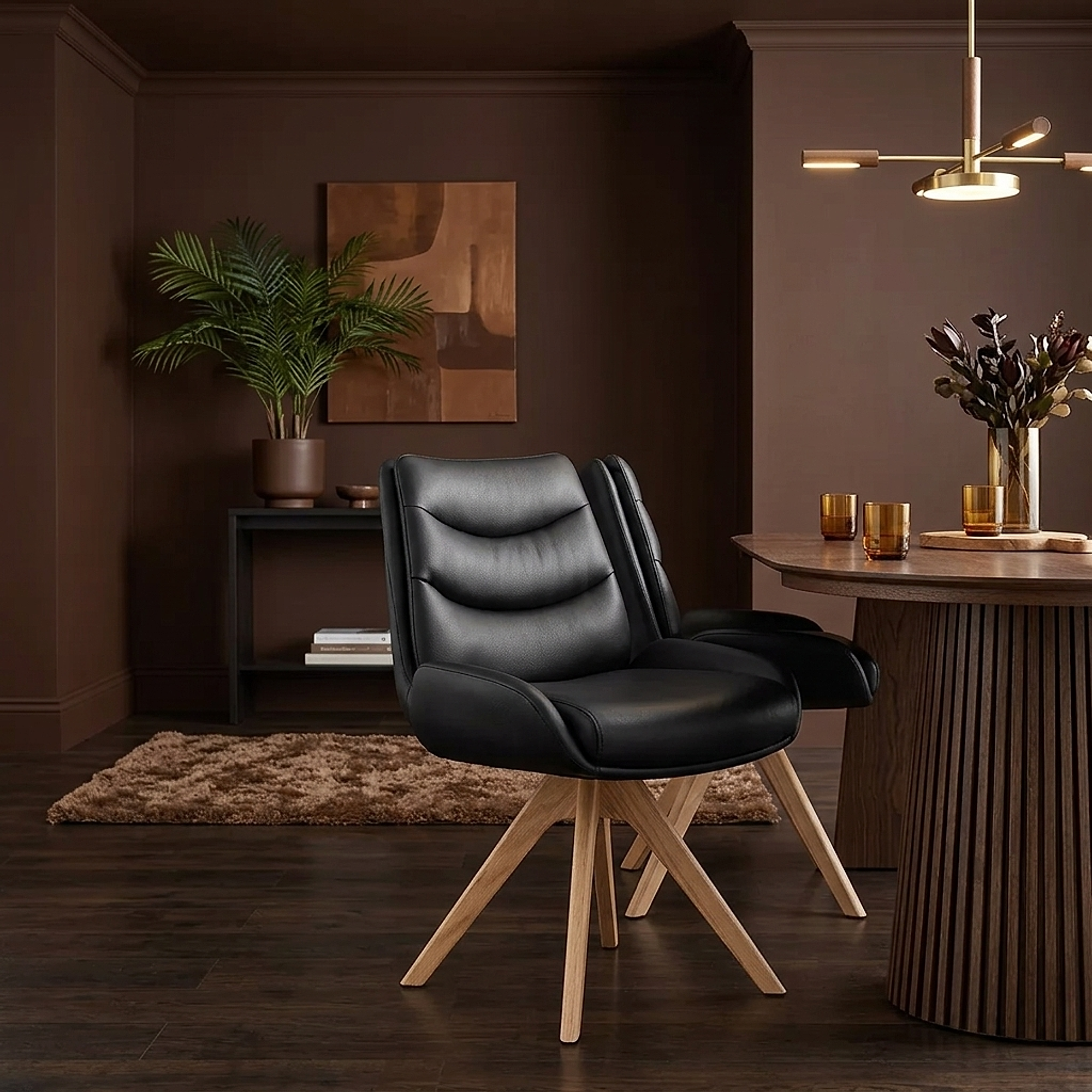 Madrid Real Leather Dining Chair Black