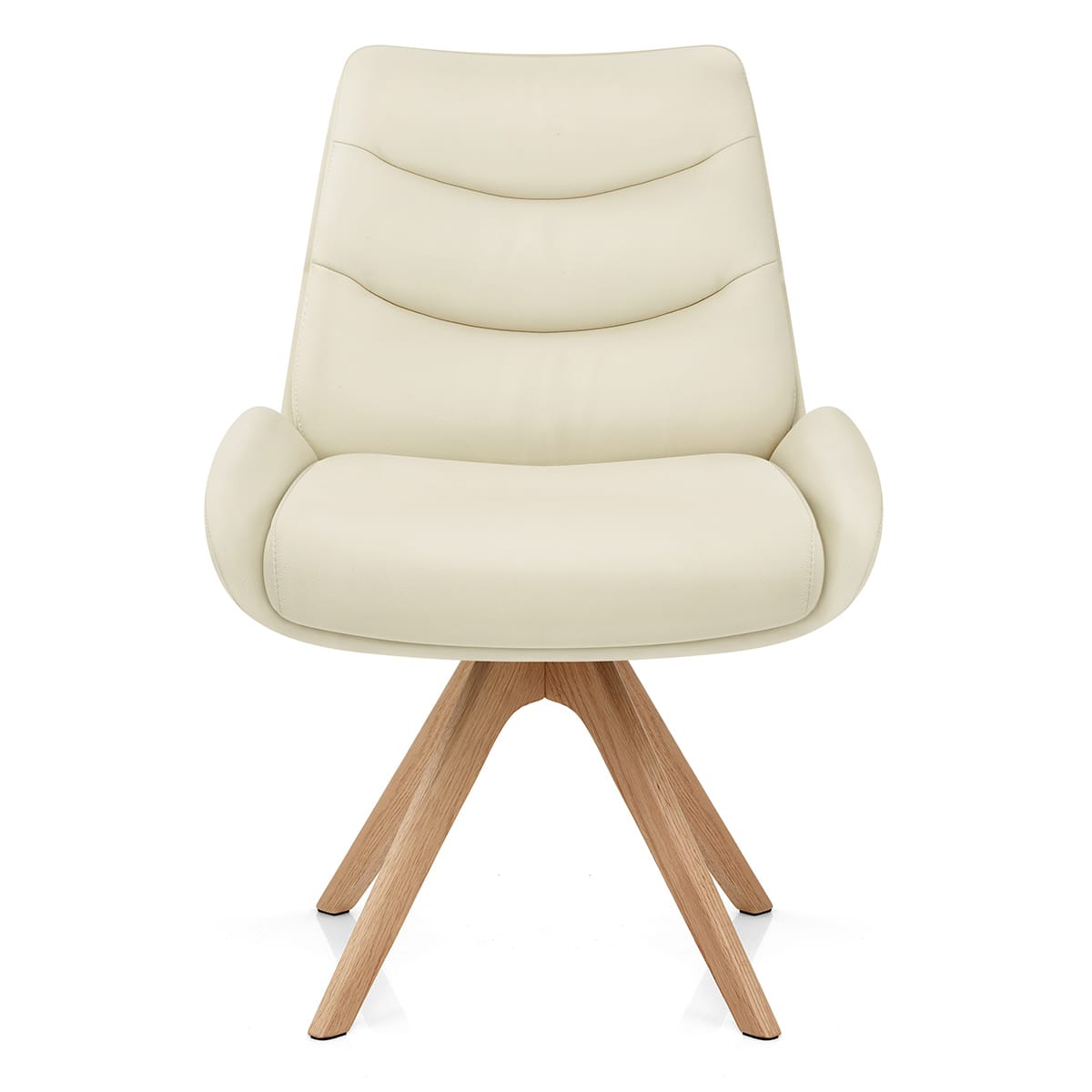 Chaise Bois Cuir Véritable - Madrid Crème 