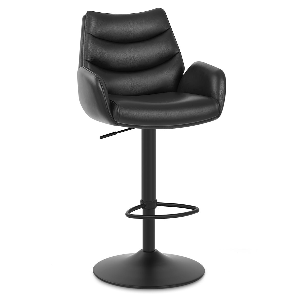 Madrid Real Leather Gas Lift Stool Black