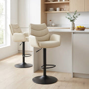 Tabouret Cuir Véritable - Madrid Crème 