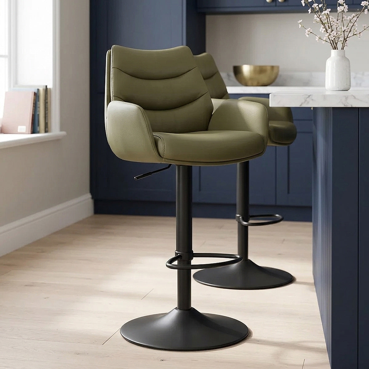 Tabouret Cuir Véritable - Madrid Vert 