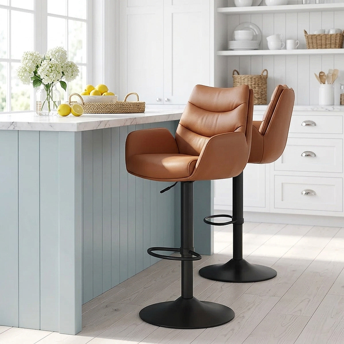 Tabouret Cuir Véritable - Madrid Marron 