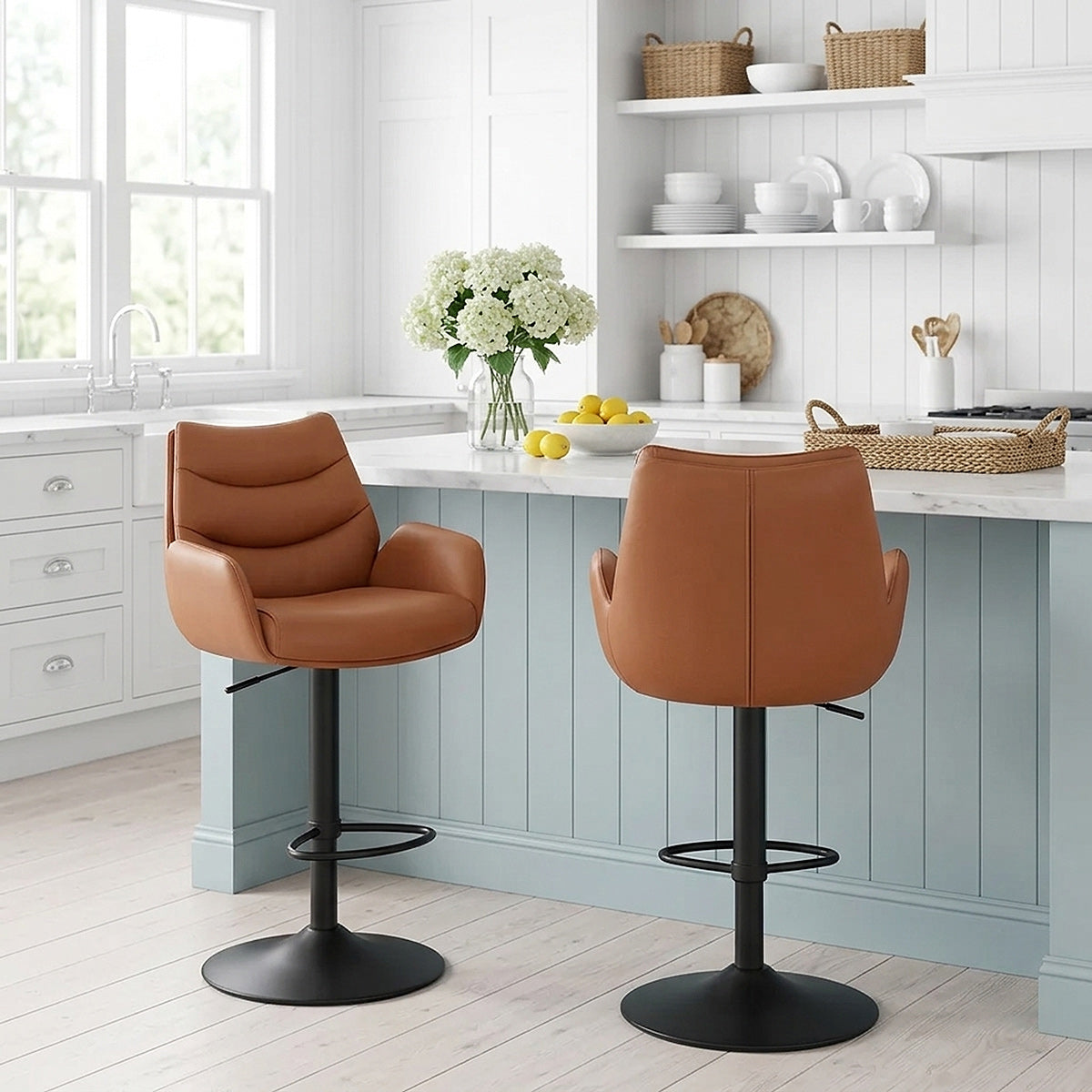Tabouret Cuir Véritable - Madrid Marron 