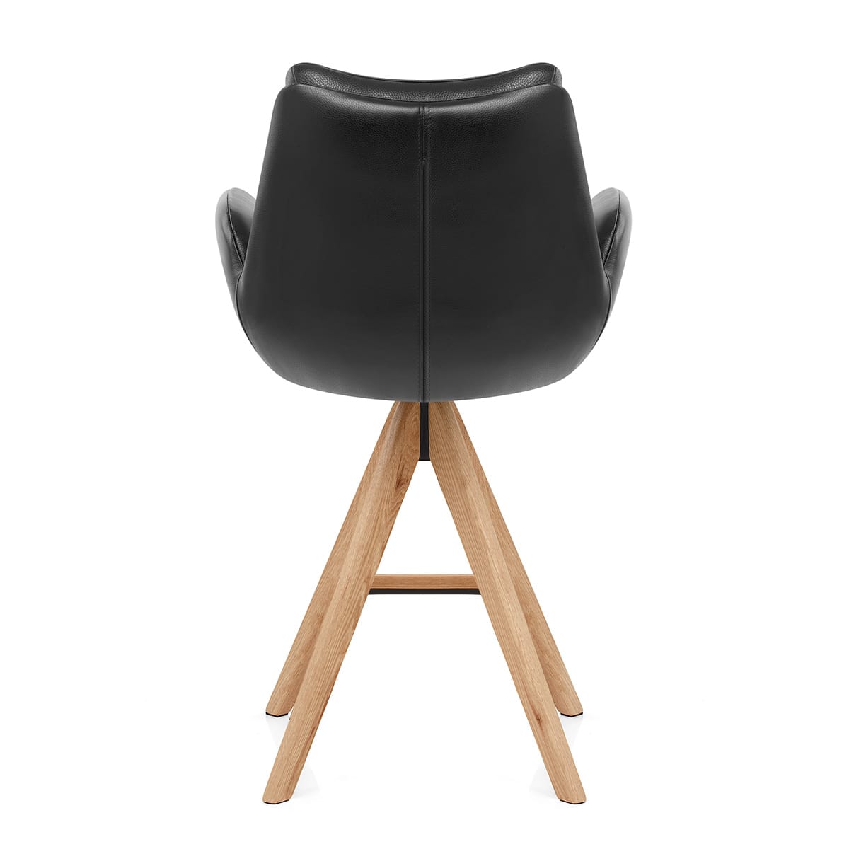 Madrid Real Leather Wooden Stool Black