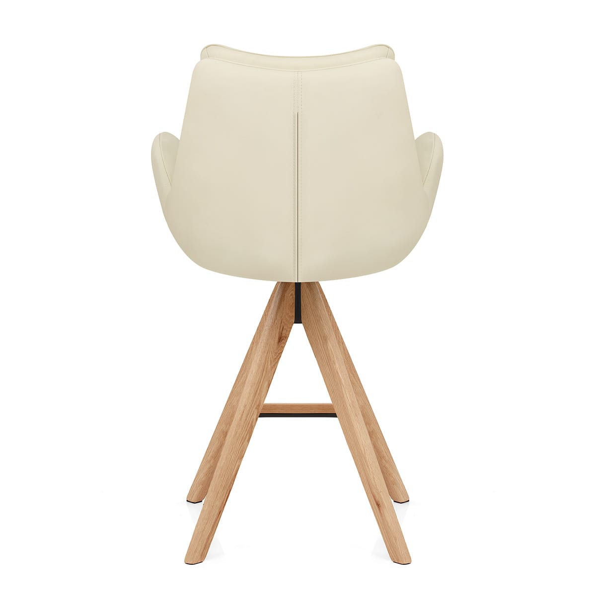 Madrid Real Leather Wooden Stool Cream