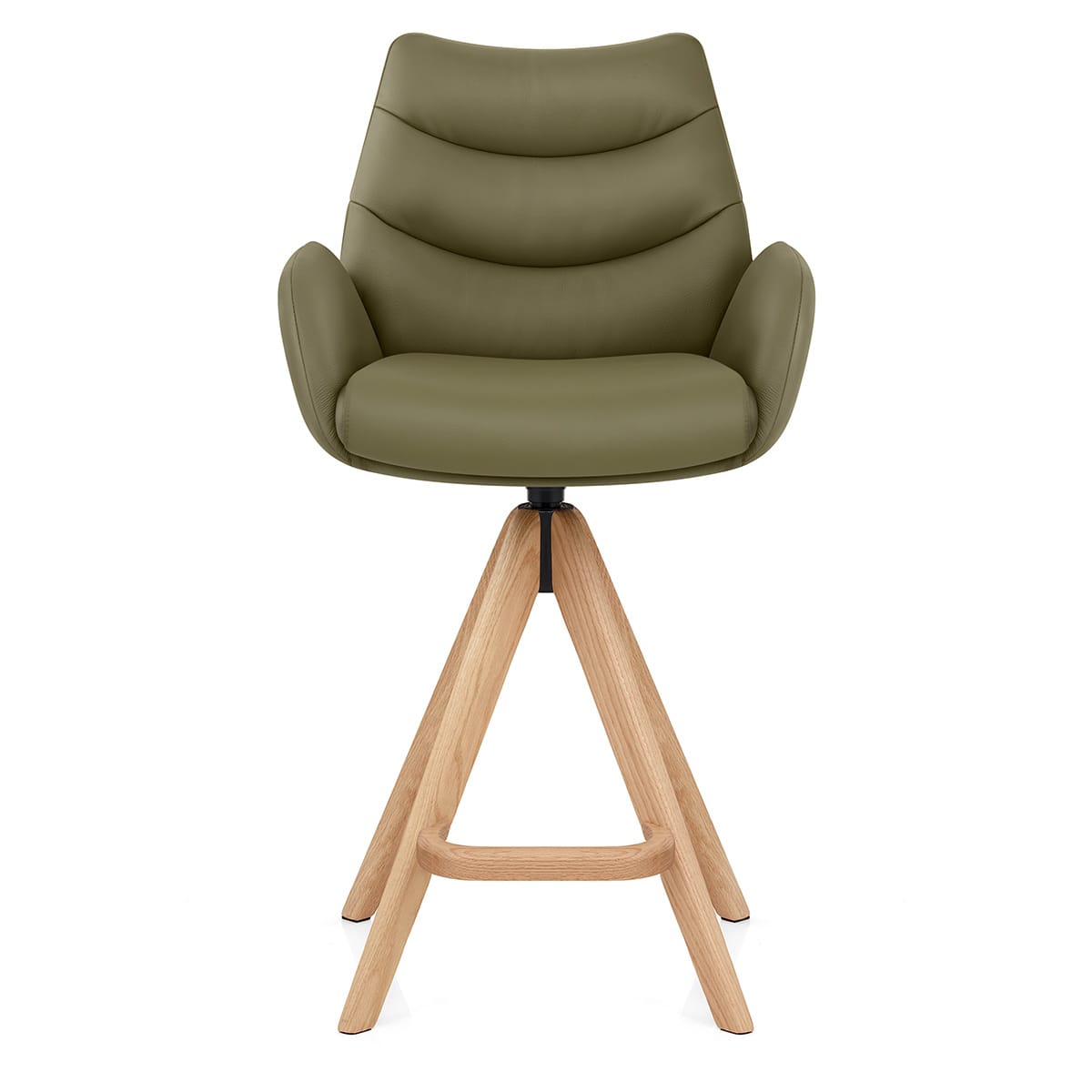 Chaise de Bar Bois Cuir Véritable - Madrid Vert 