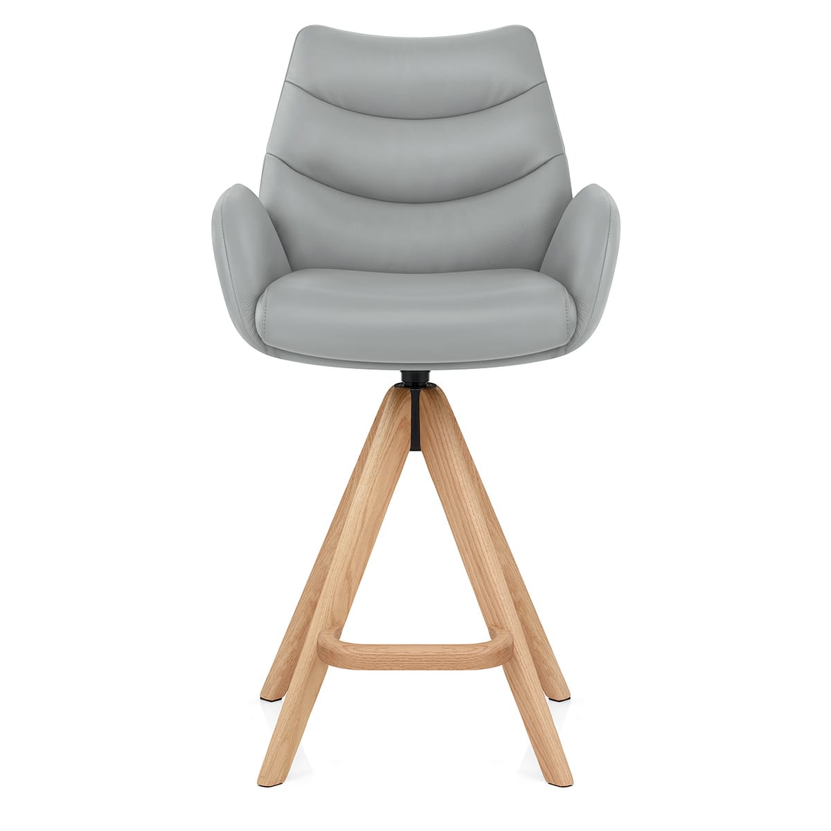 Tabouret de Bar Bois Cuir Veritable - Madrid Gris