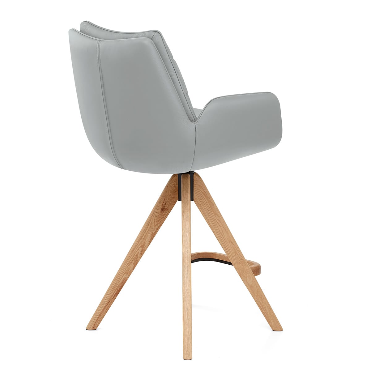 Tabouret de Bar Bois Cuir Veritable - Madrid Gris