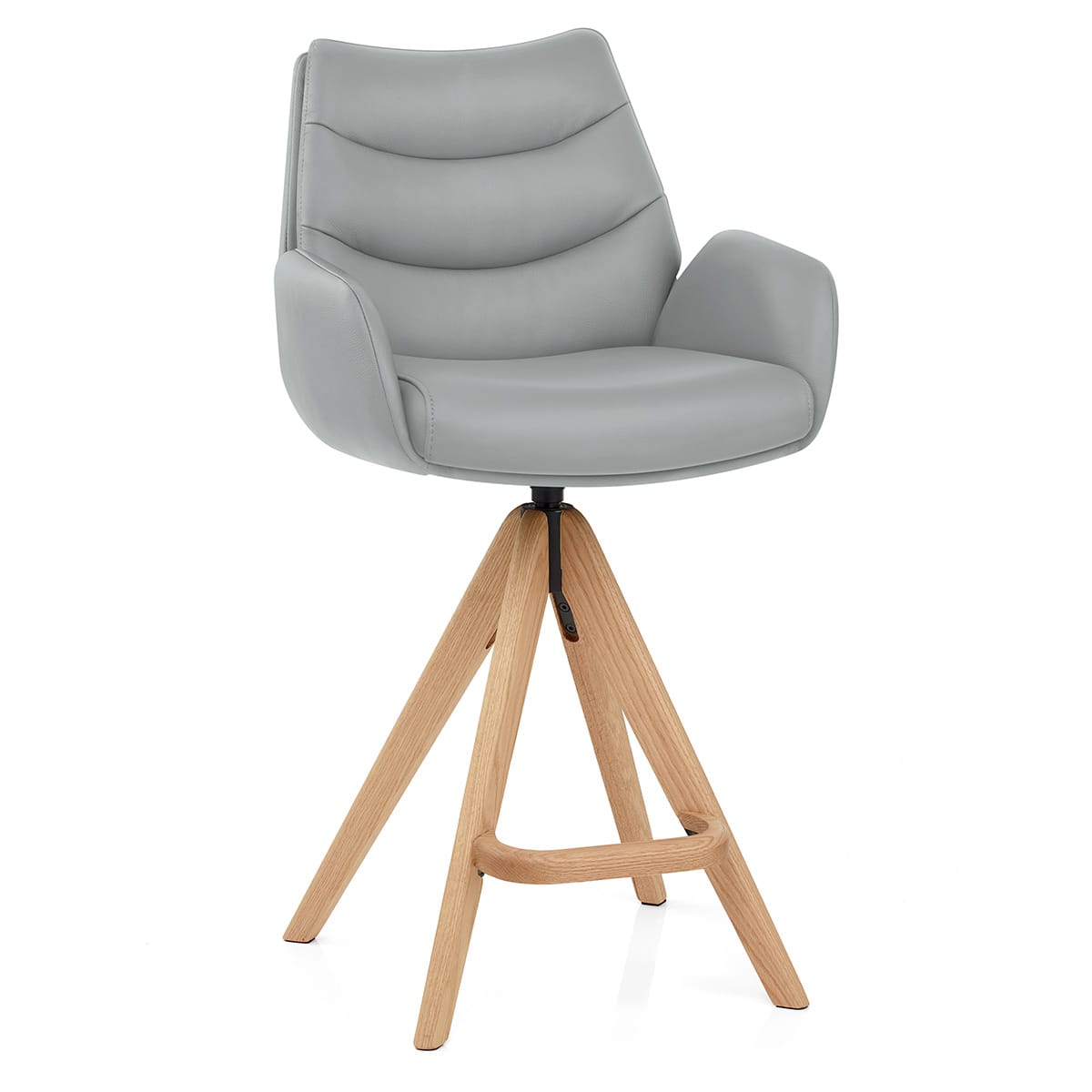 Tabouret de Bar Bois Cuir Veritable - Madrid Gris