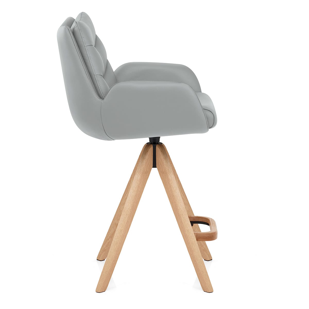 Tabouret de Bar Bois Cuir Veritable - Madrid Gris