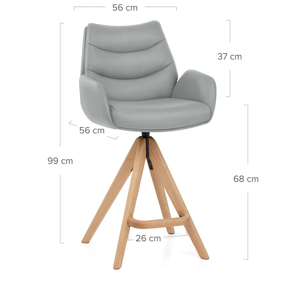 Tabouret de Bar Bois Cuir Veritable - Madrid Gris