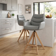 Tabouret de Bar Bois Cuir Veritable - Madrid Gris