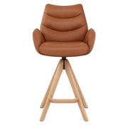Madrid Real Leather Wooden Stool Tan