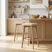 Tabouret Tissu Bois - Malmo Beige