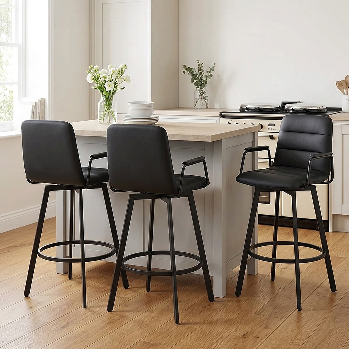 Tabouret Faux Cuir Noir - Marco Noir