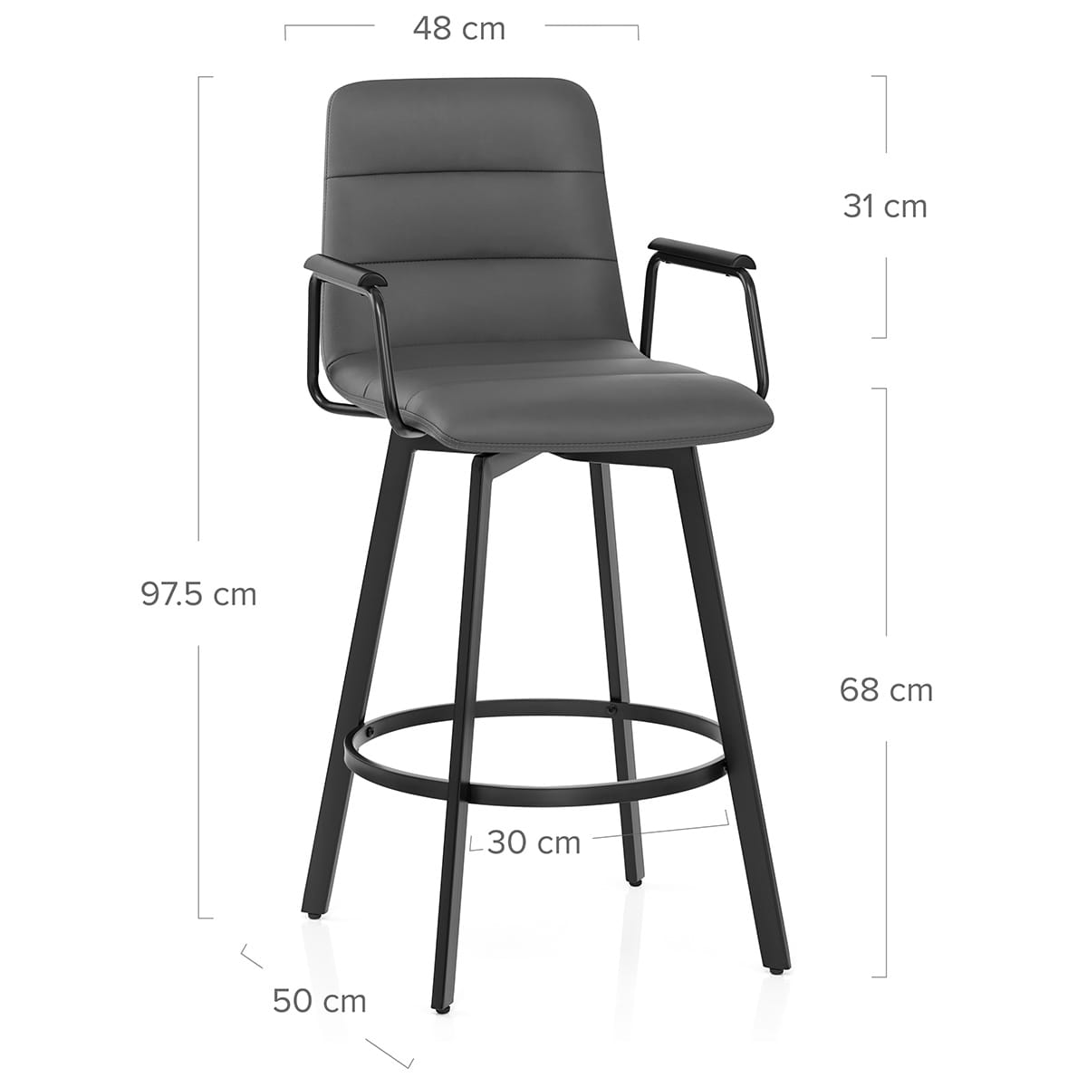Tabouret Faux Cuir Noir - Marco Gris