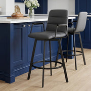 Tabouret Faux Cuir Noir - Marco Gris