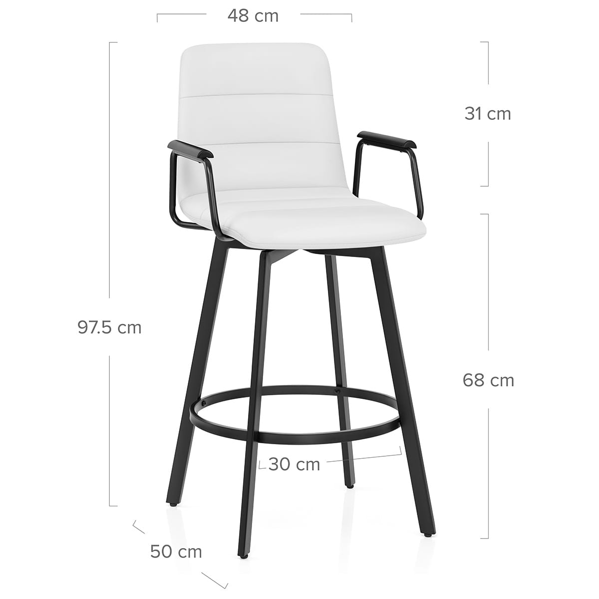 Tabouret Faux Cuir Noir - Marco Blanc