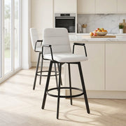 Tabouret Faux Cuir Noir - Marco Blanc