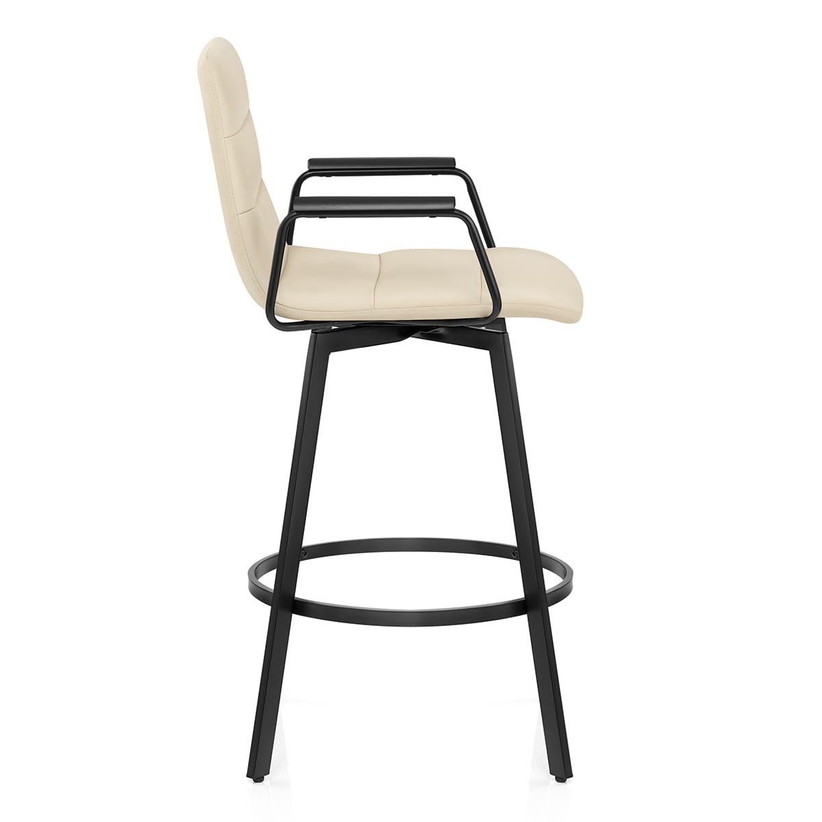 Tabouret Faux Cuir Noir - Marco Crème