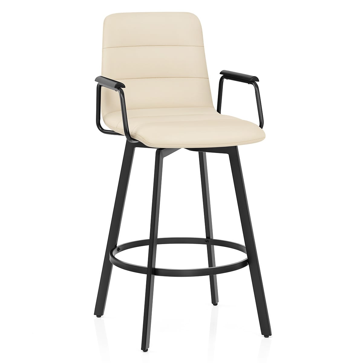 Tabouret Faux Cuir Noir - Marco Crème