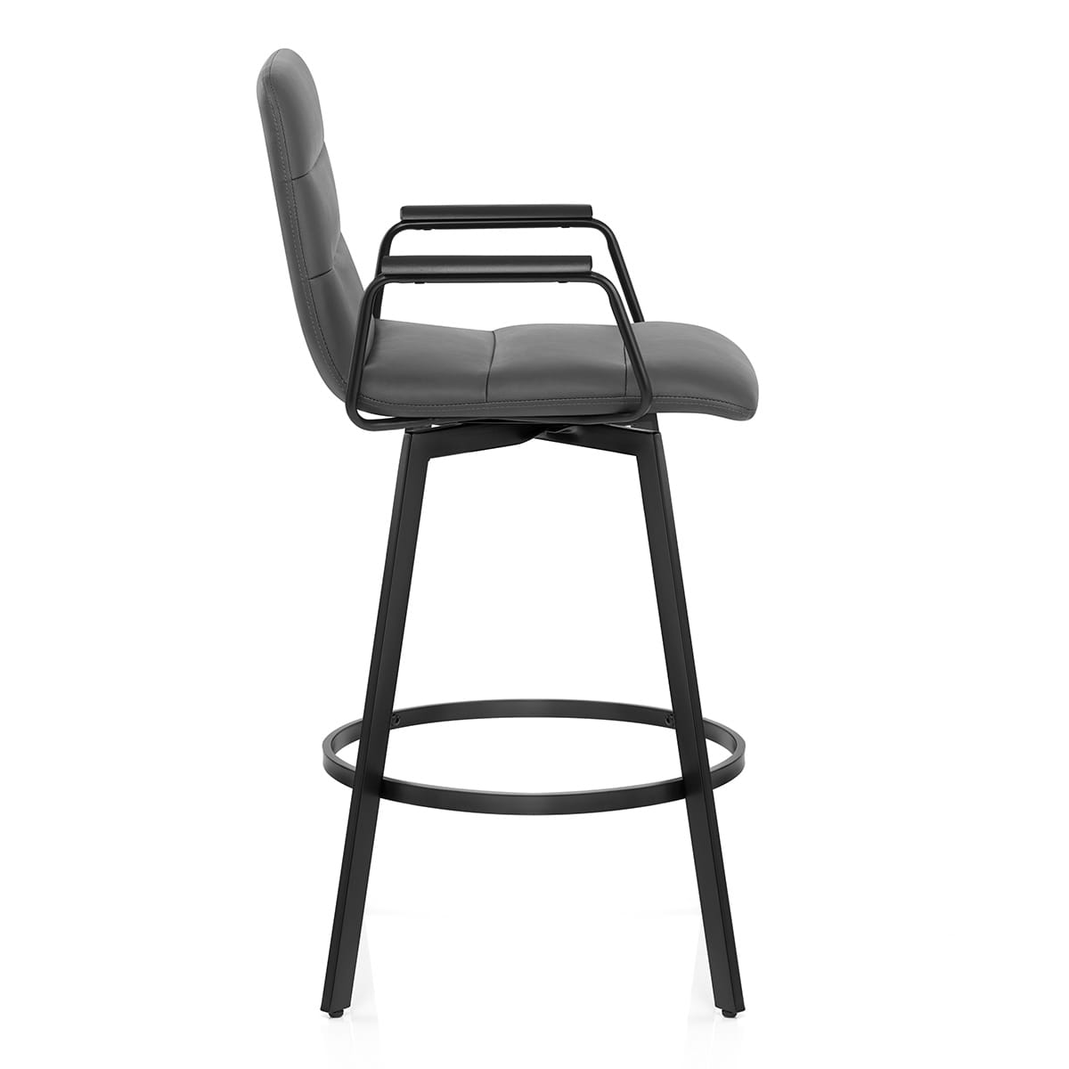 Tabouret Faux Cuir Noir - Marco Gris