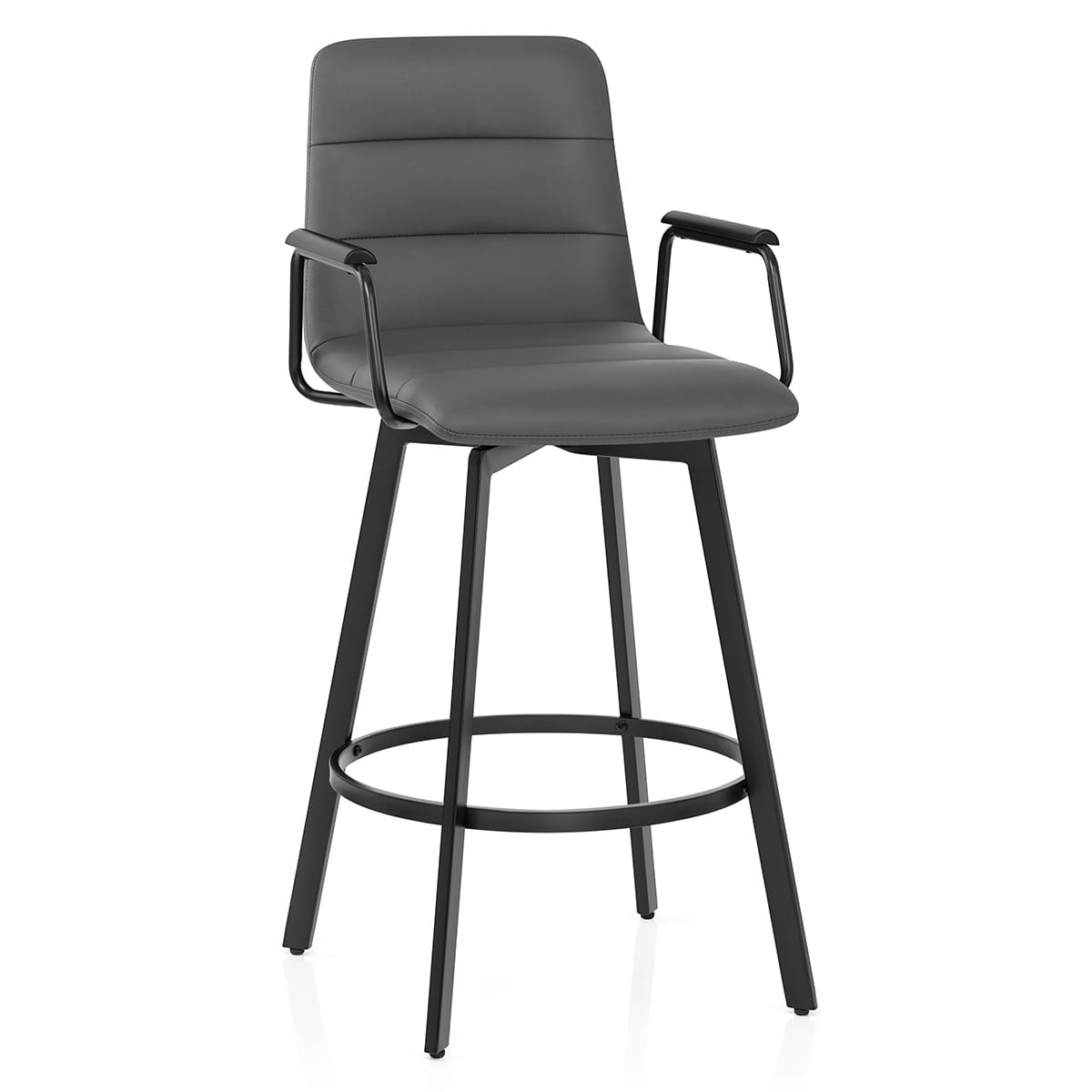 Tabouret Faux Cuir Noir - Marco Gris
