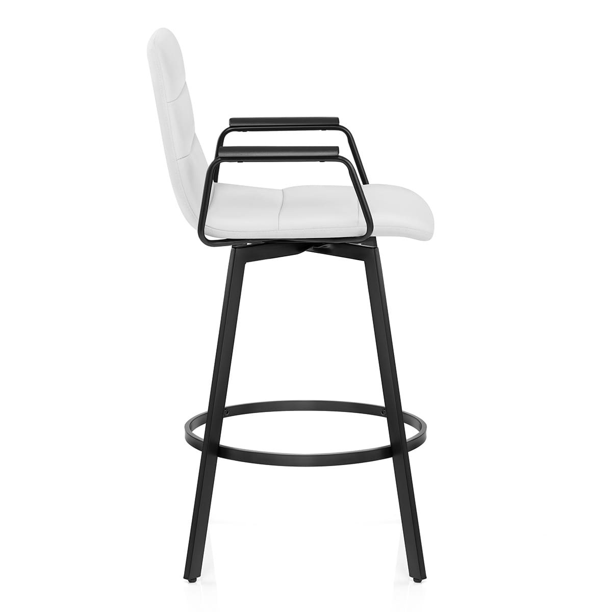 Tabouret Faux Cuir Noir - Marco Blanc