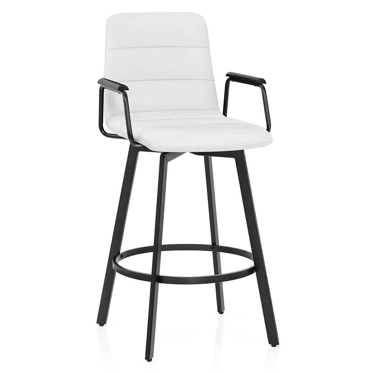 Tabouret Faux Cuir Noir - Marco Blanc