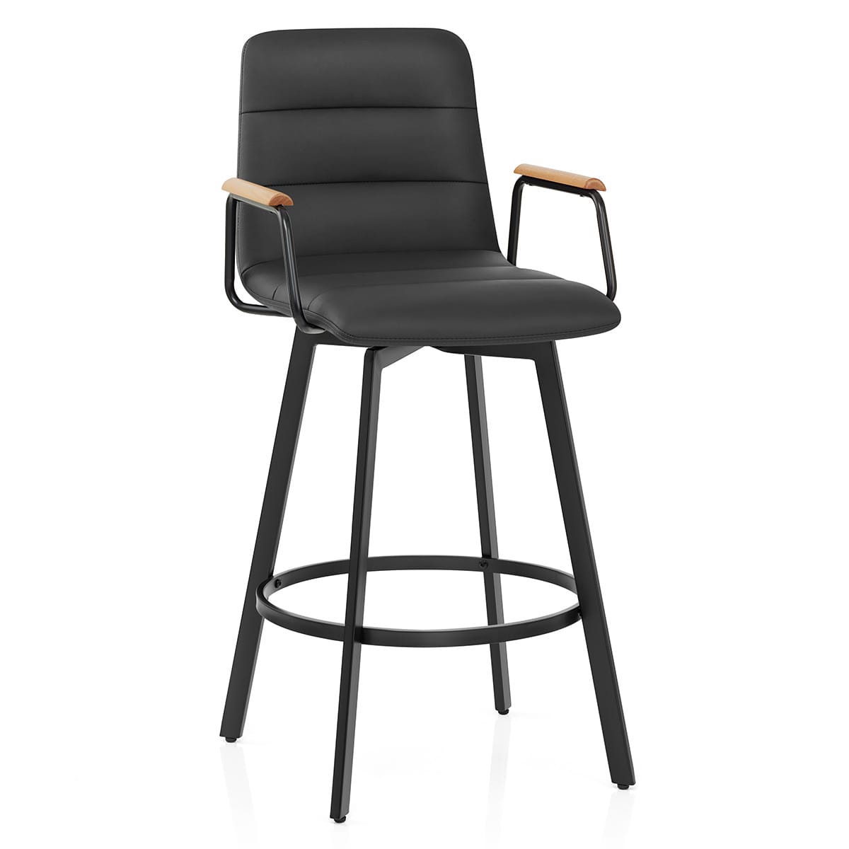 Marco Stool Oak Arms & Black Leather