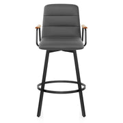 Marco Stool Oak Arms & Grey Leather