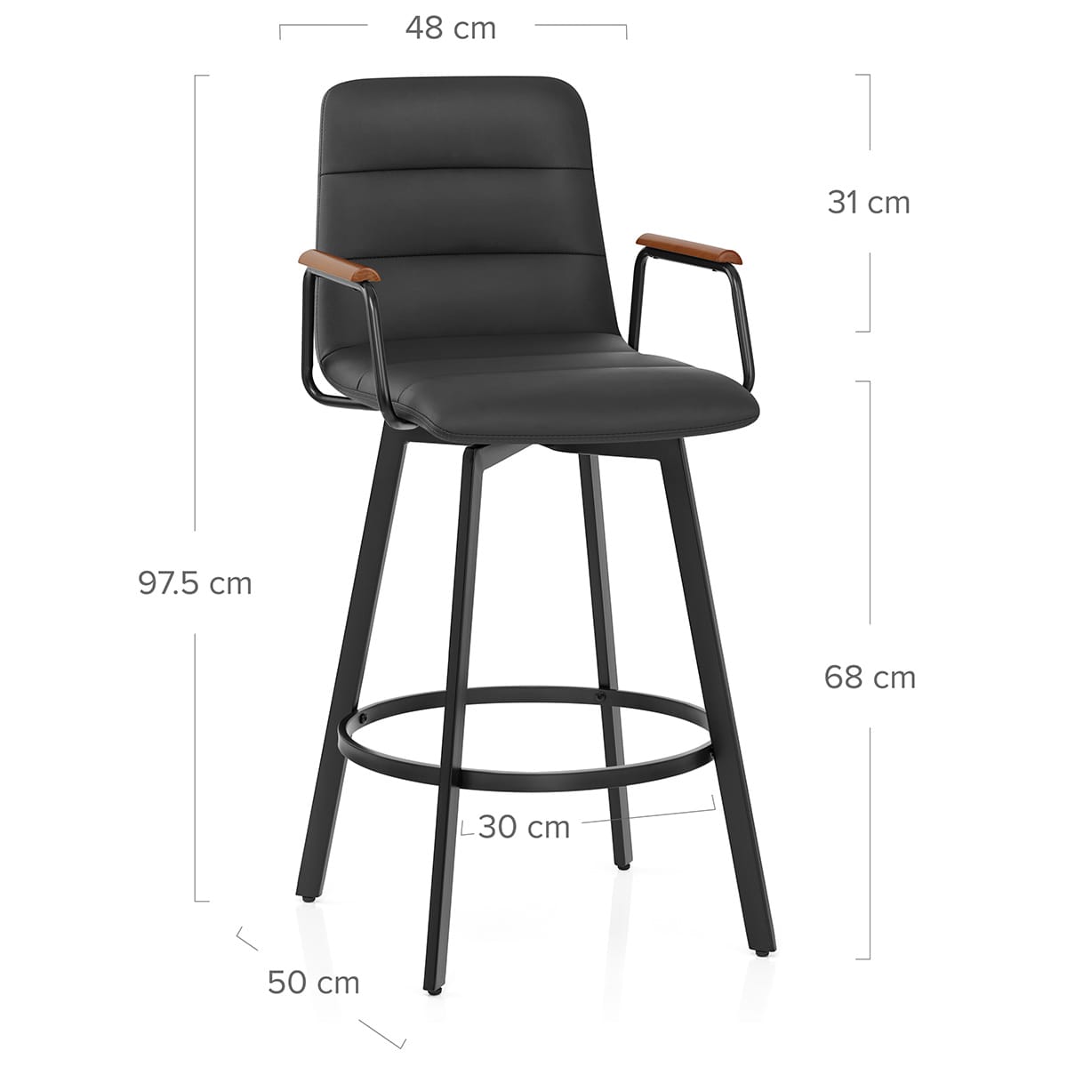 Tabouret Faux Cuir Bois - Marco Noir