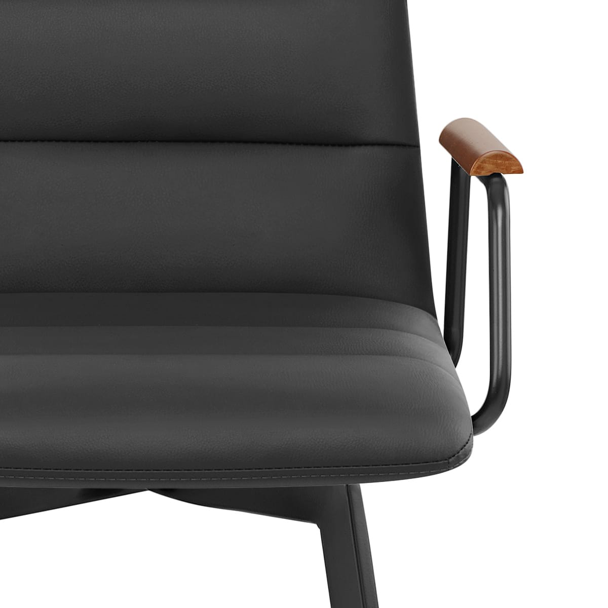 Tabouret Faux Cuir Bois - Marco Noir