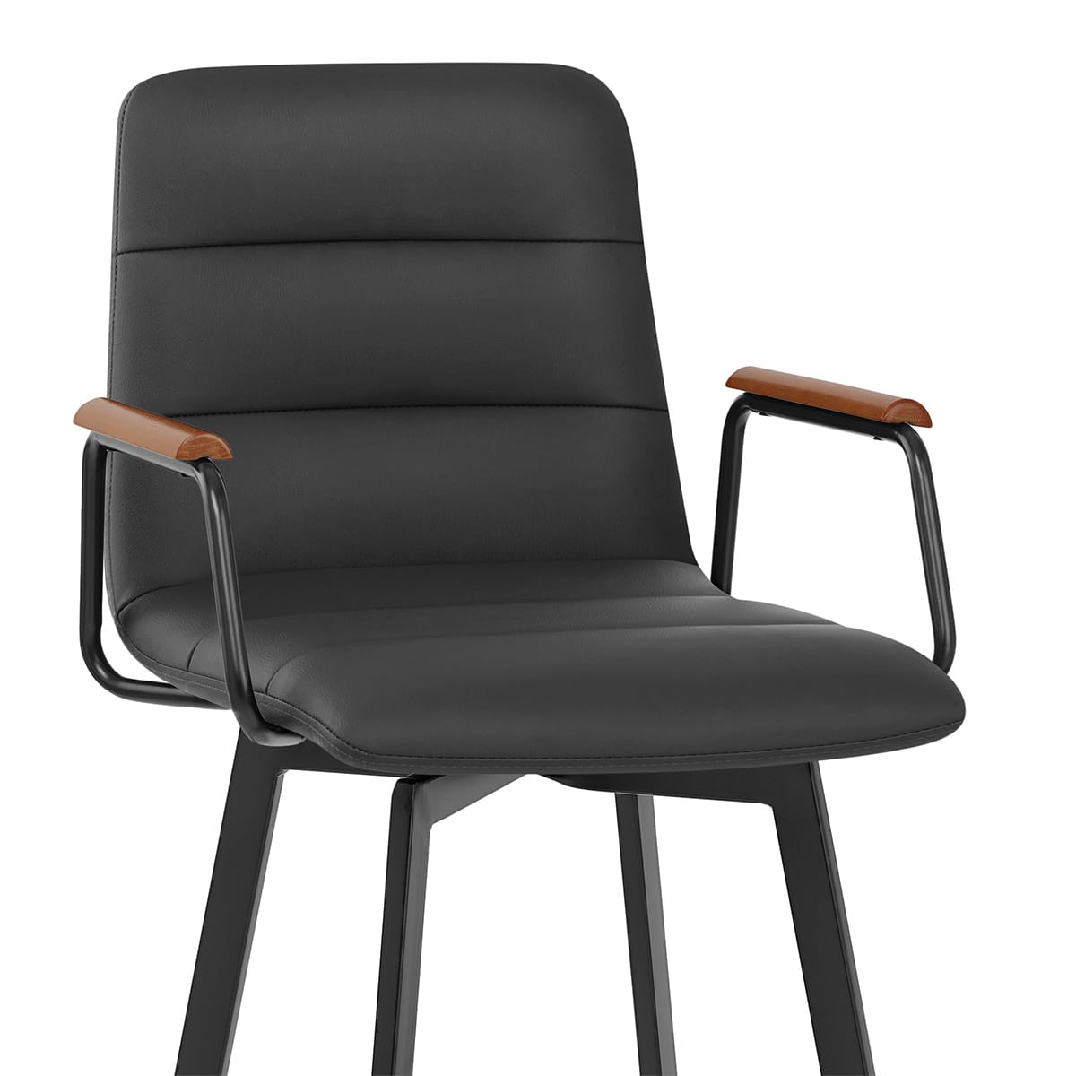 Tabouret Faux Cuir Bois - Marco Noir