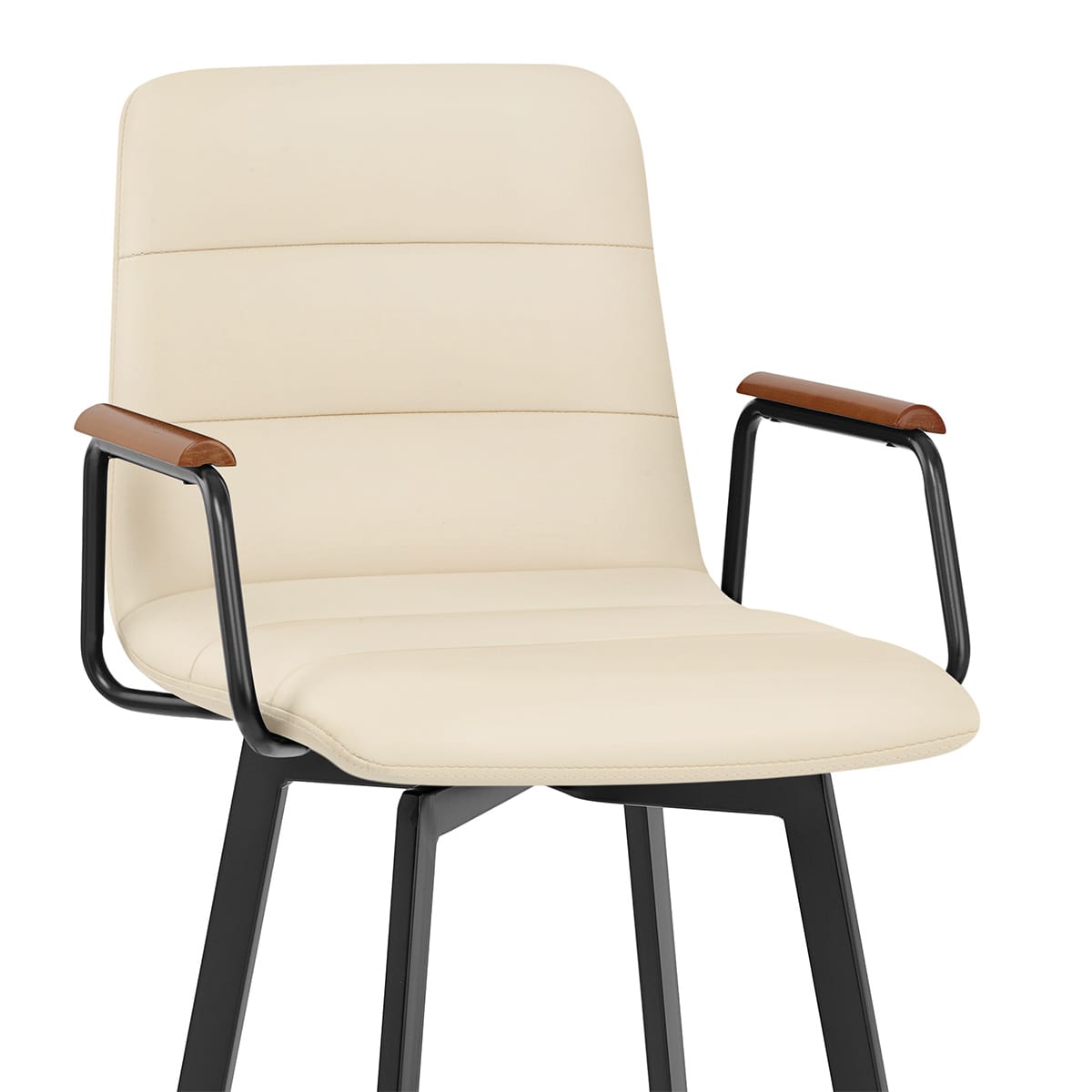 Tabouret Faux Cuir Bois - Marco Crème