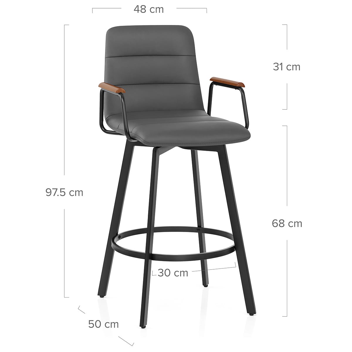 Tabouret Faux Cuir Bois - Marco Gris