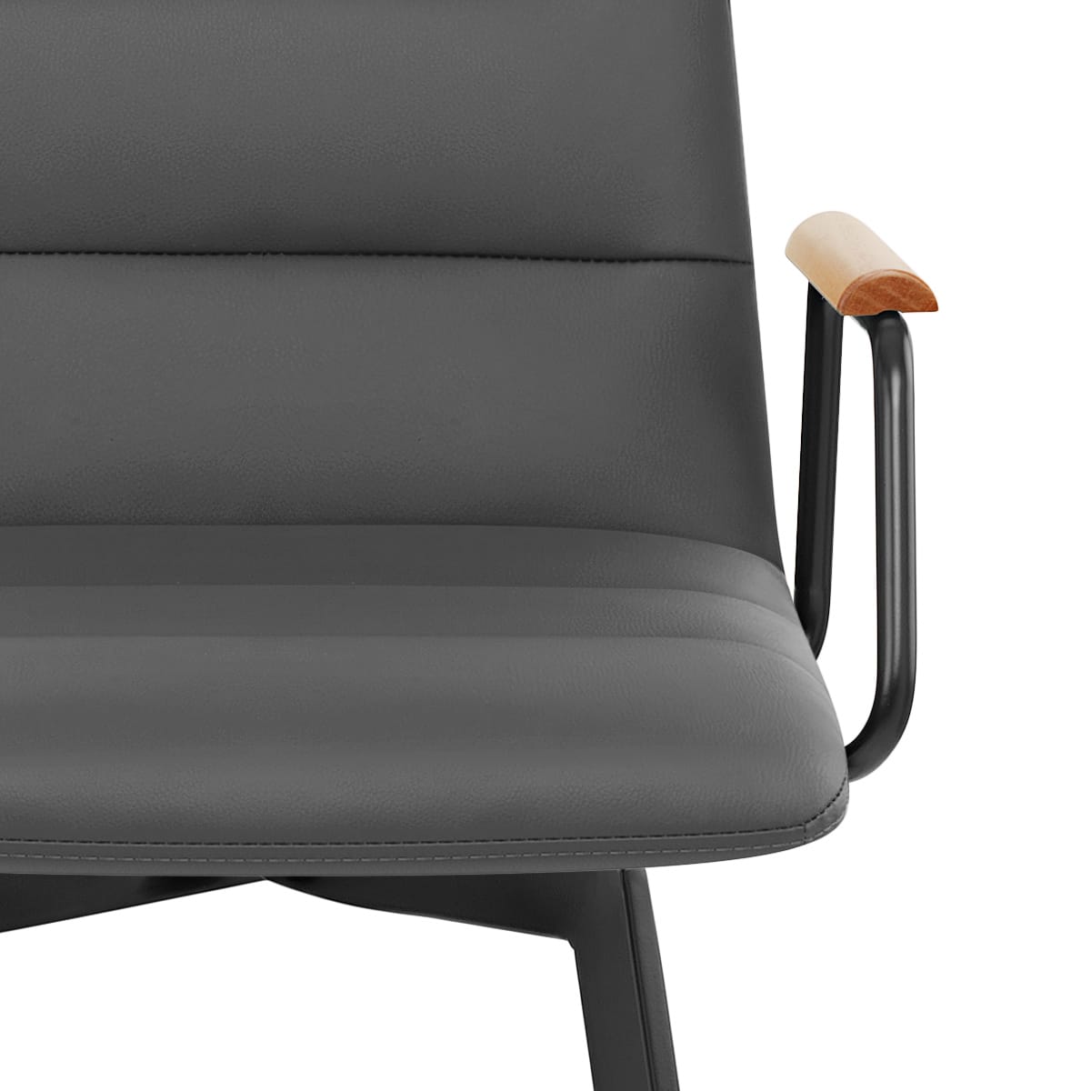 Tabouret Faux Cuir Bois - Marco Gris