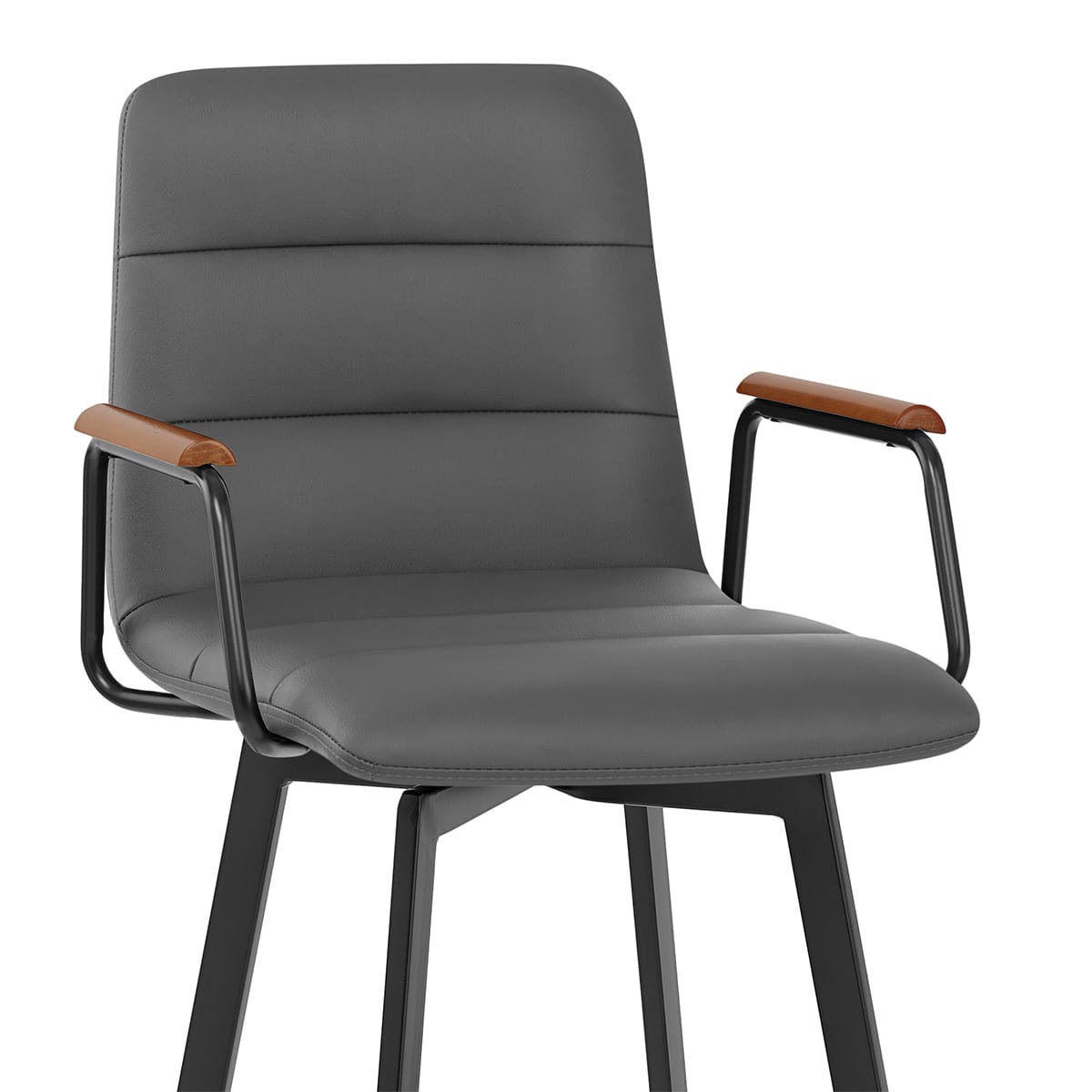 Tabouret Faux Cuir Bois - Marco Gris